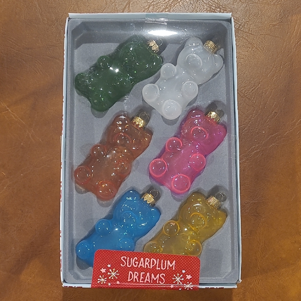 💗 NWT Set Of 6 Gummy Bear Candy Glass Ornaments